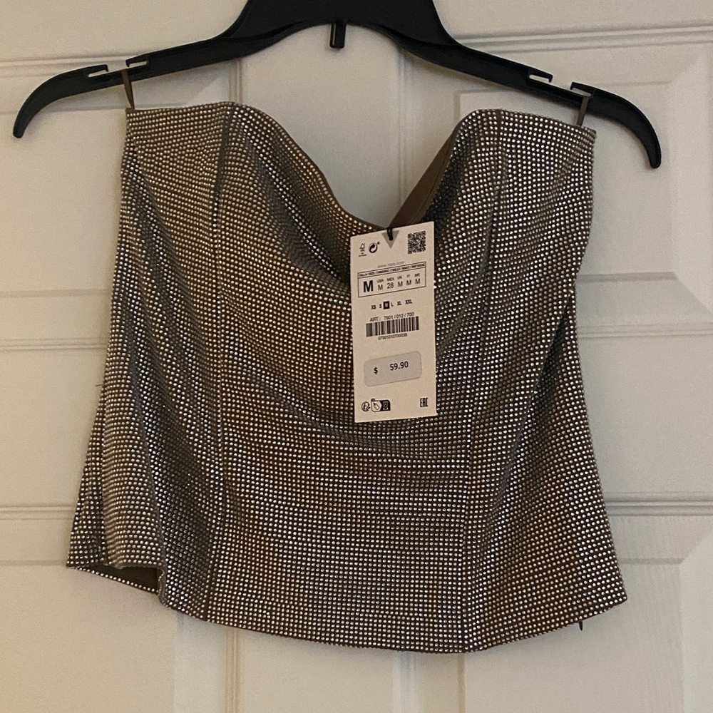 Zara Black and Silver Camisole Top